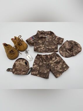 BABW Build A Bear Digital Camo Army Uniform Outfit Boots Shirt Pants Dog Tag